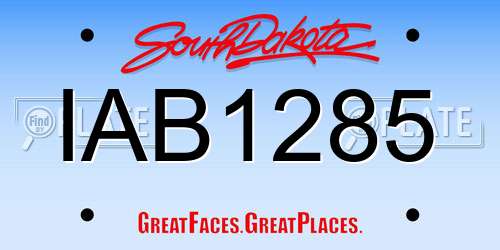 IAB1285 South Dakota License Plate