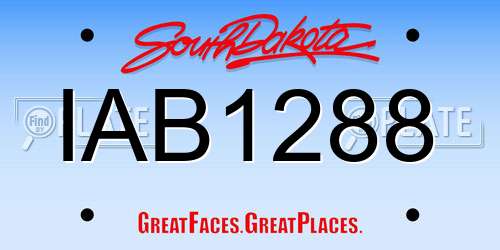 IAB1288 South Dakota License Plate