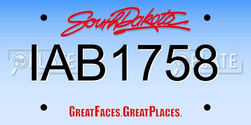 IAB1758 South Dakota License Plate