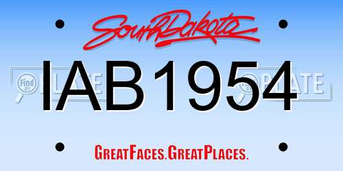 IAB1954 South Dakota License Plate