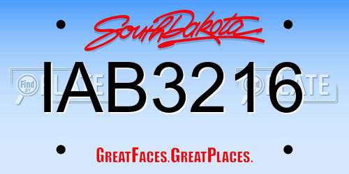 IAB3216 South Dakota License Plate
