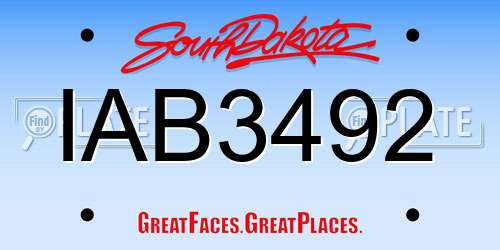 IAB3492 South Dakota License Plate