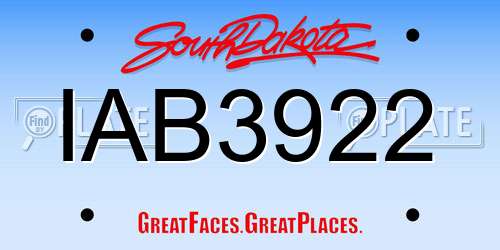 IAB3922 South Dakota License Plate