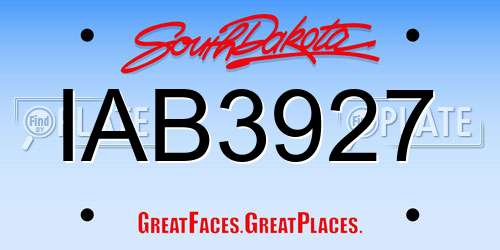 IAB3927 South Dakota License Plate