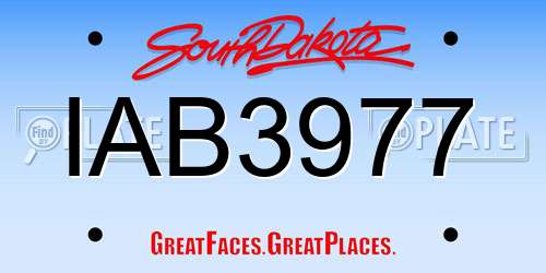 IAB3977 South Dakota License Plate