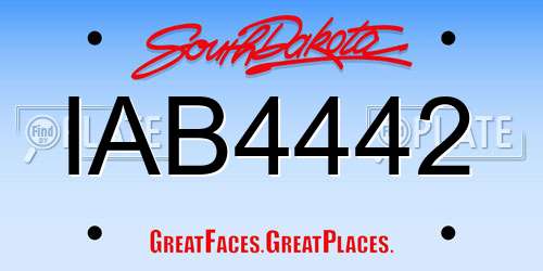 IAB4442 South Dakota License Plate