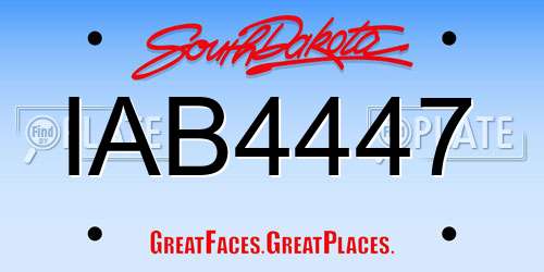 IAB4447 South Dakota License Plate