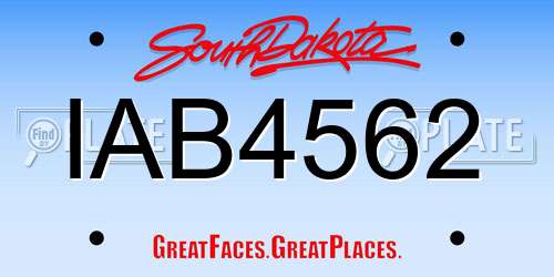 IAB4562 South Dakota License Plate