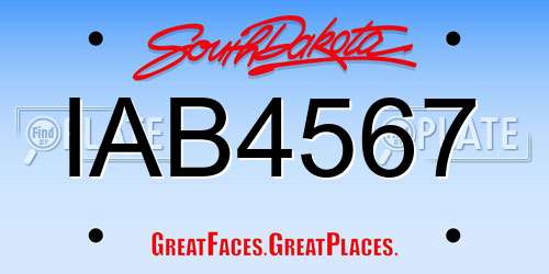 IAB4567 South Dakota License Plate