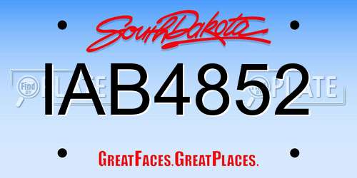 IAB4852 South Dakota License Plate