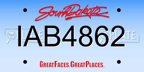 IAB4862 South Dakota License Plate
