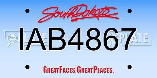 IAB4867 South Dakota License Plate