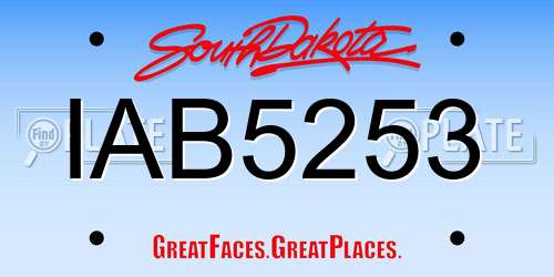 IAB5253 South Dakota License Plate