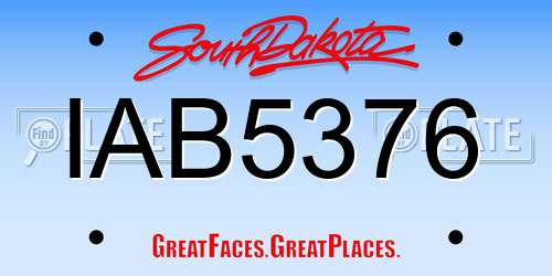 IAB5376 South Dakota License Plate
