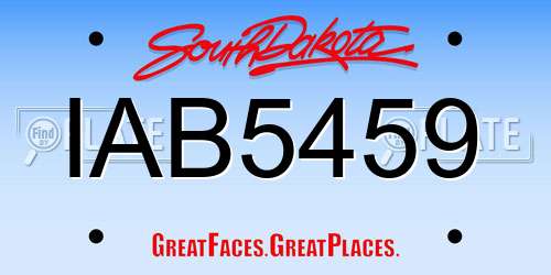 IAB5459 South Dakota License Plate