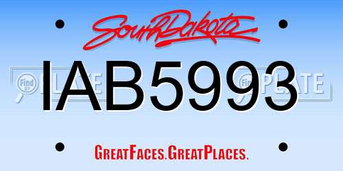 IAB5993 South Dakota License Plate
