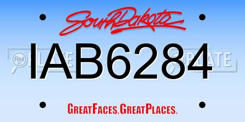 IAB6284 South Dakota License Plate