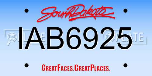 IAB6925 South Dakota License Plate