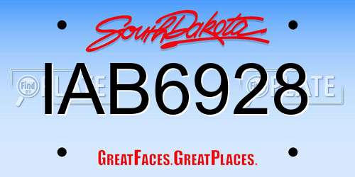 IAB6928 South Dakota License Plate
