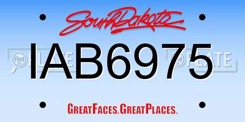 IAB6975 South Dakota License Plate