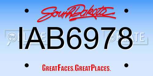 IAB6978 South Dakota License Plate