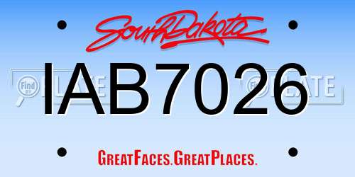 IAB7026 South Dakota License Plate