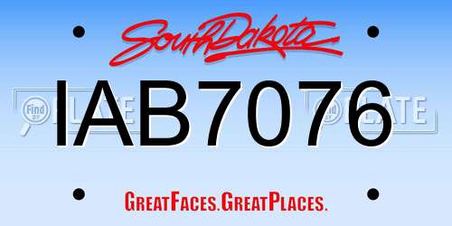 IAB7076 South Dakota License Plate