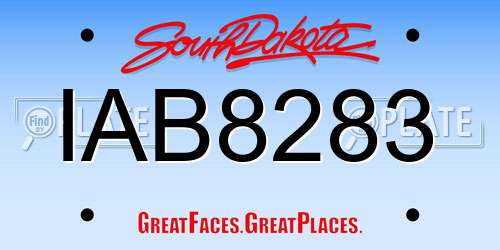 IAB8283 South Dakota License Plate
