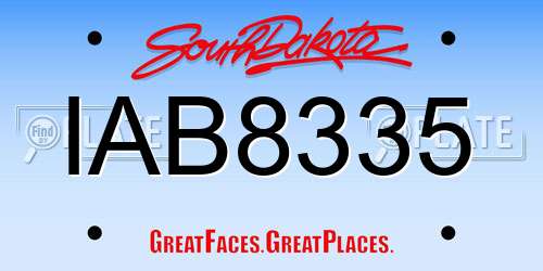 IAB8335 South Dakota License Plate