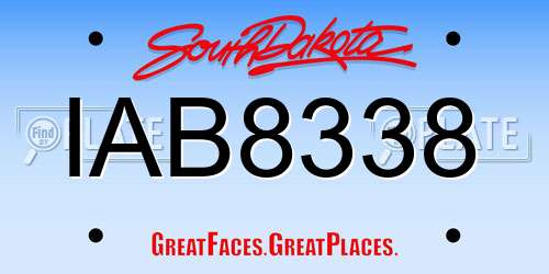 IAB8338 South Dakota License Plate