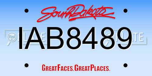 IAB8489 South Dakota License Plate