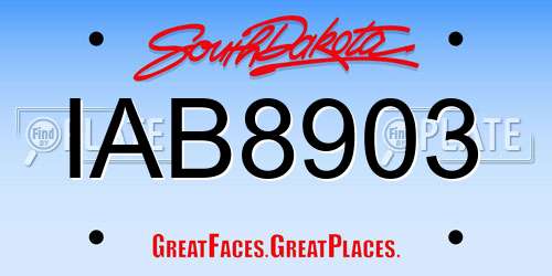 IAB8903 South Dakota License Plate