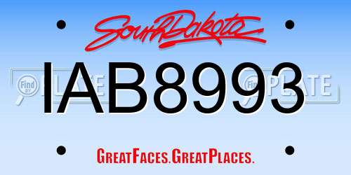 IAB8993 South Dakota License Plate