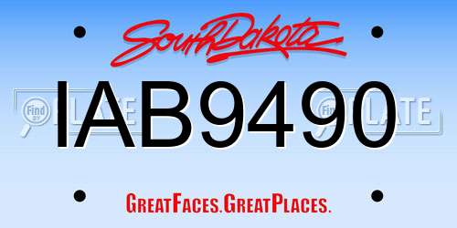 IAB9490 South Dakota License Plate