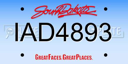 IAD4893 South Dakota License Plate