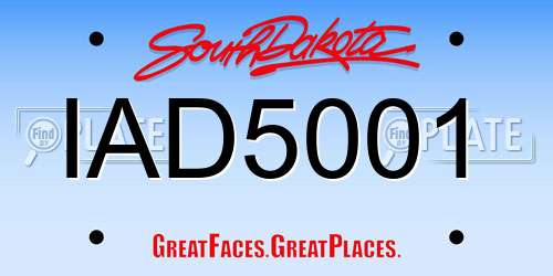 IAD5001 South Dakota License Plate