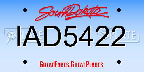 IAD5422 South Dakota License Plate