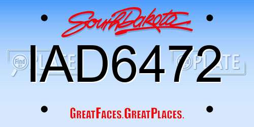 IAD6472 South Dakota License Plate