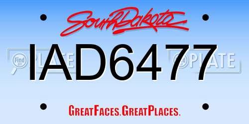 IAD6477 South Dakota License Plate