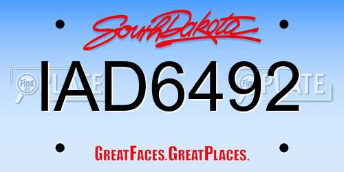 IAD6492 South Dakota License Plate