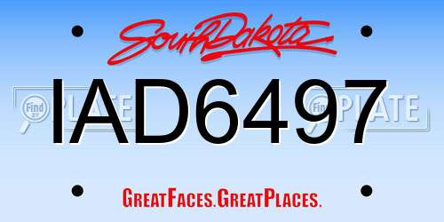 IAD6497 South Dakota License Plate