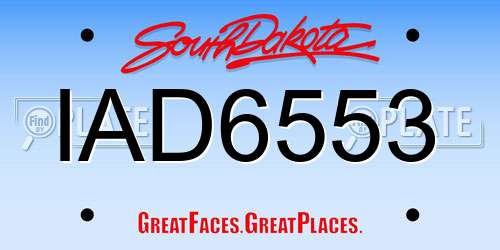 IAD6553 South Dakota License Plate