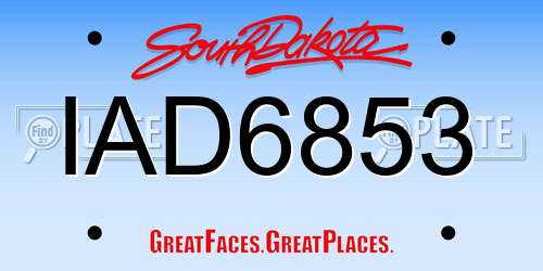 IAD6853 South Dakota License Plate