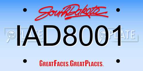 IAD8001 South Dakota License Plate
