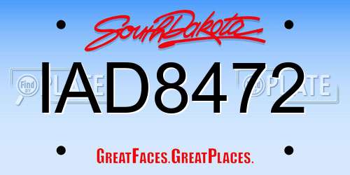 IAD8472 South Dakota License Plate