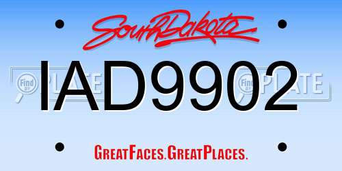 IAD9902 South Dakota License Plate