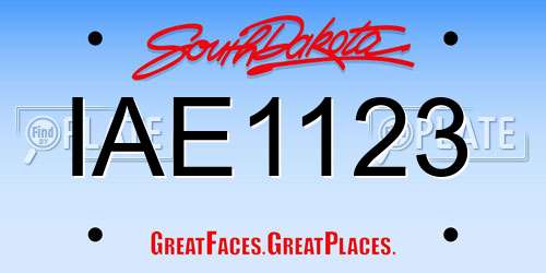 IAE1123 South Dakota License Plate