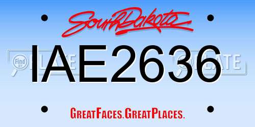 IAE2636 South Dakota License Plate