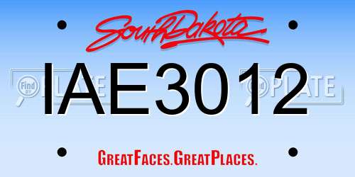 IAE3012 South Dakota License Plate