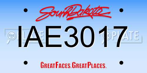 IAE3017 South Dakota License Plate